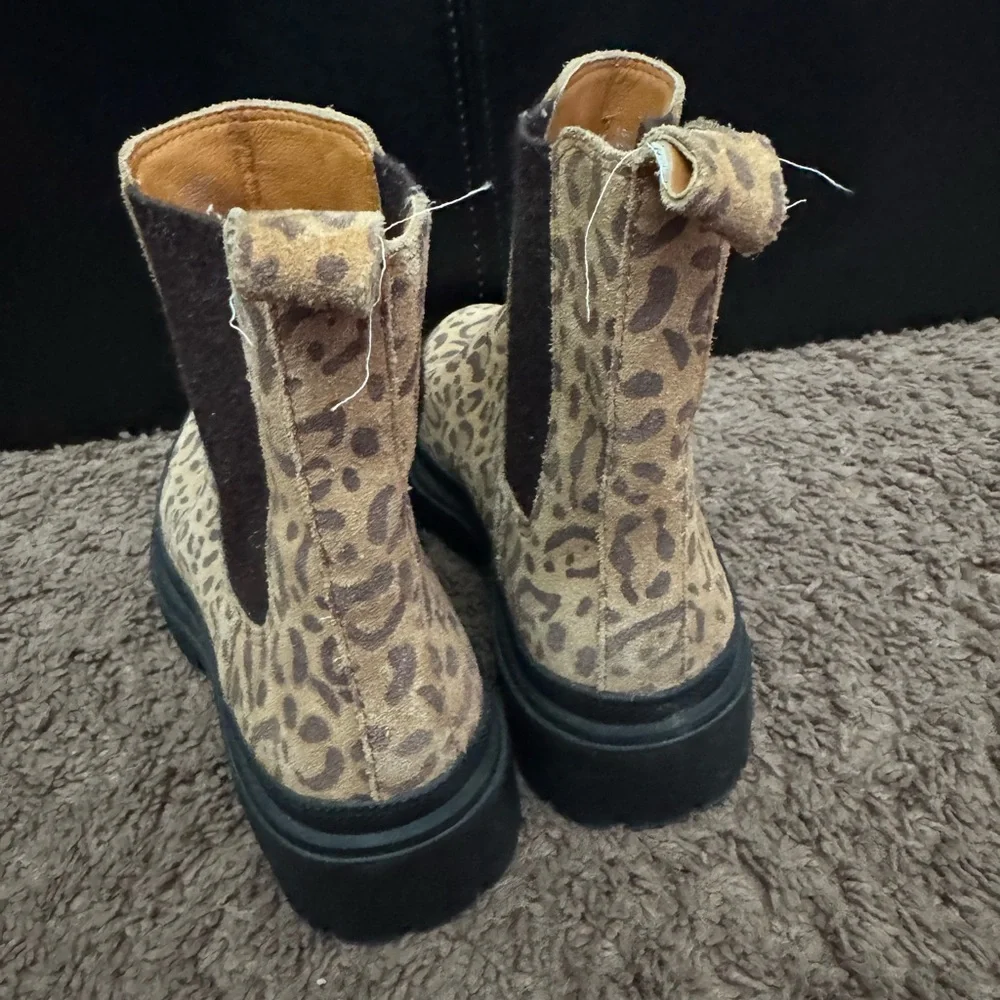 Lucky Brand Ellerey Javen Boots Booties Animal Print Wool Leather Suede 6 - Picture 5 of 9